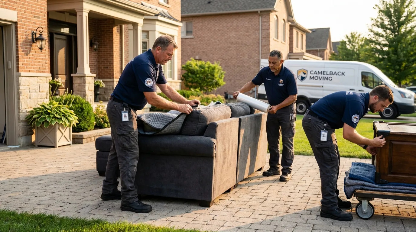 Large estate moving crew wrapping furniture in Frewsburg, NY